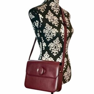 Cartier must De Cartier Rare VTG Crossbody Shoulder Bag leather Bordeaux France